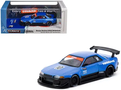 Tarmac Works Nissan Skyline (r32) Widebody Rhd (right Hand Drive) #10 " 10th Anniversary" Blue Metall