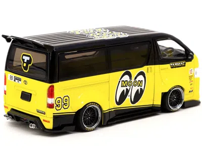 Tarmac Works Toyota Hiace Widebody Van Rhd (right Hand Drive) #99 "mooneyes Team Van" Yellow And Black With Graph