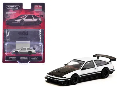 Tarmac Works Toyota Sprinter Trueno Ae86 Widebody Rhd (right Hand Drive) White And Black With Tarmac Cards "globa