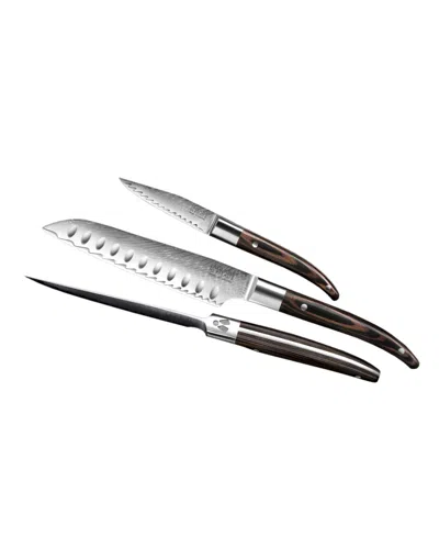 Tarrerias Bonjean Laguiole Expression Damas 4 Piece Steak Knife Set In Dark Brown