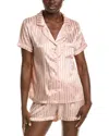 Tart Dixie Charmeuse Short Sleeve Button-up Shirt & Shorts Pajamas In Pink