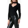 Tart Aurelie Mock Neck Keyhole Sweater Top In Black