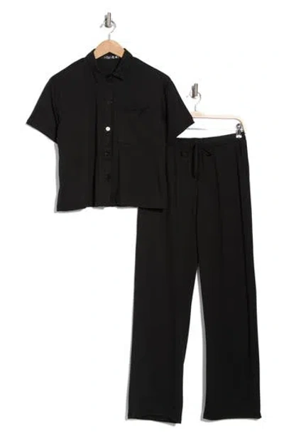 Tart Brushed Cosetto Long Pajamas In Black
