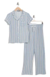 Tart Brushed Ginnie Long Pajamas In Morning Stripe Blue