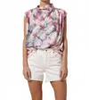 Tart By Taylor Abstract Print Mock Neck Top In Pink In Pink