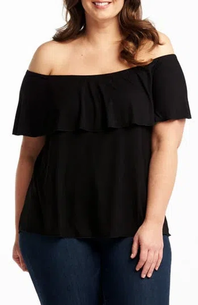 Tart Cherry Off-the-shoulder Top In Black