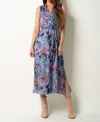 Tart Collections Adya Poly Silk Dress In Marbled Painting In Multi