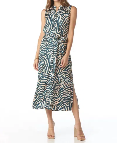 Tart Collections Adya Poly Silk Printed Dress In Classic Zebra In Blue