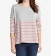 Tart Collections Anaeia Top In Heather Grey/coral Stripe In Multi