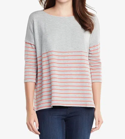 Tart Collections Anaeia Top In Heather Grey/coral Stripe In Multi