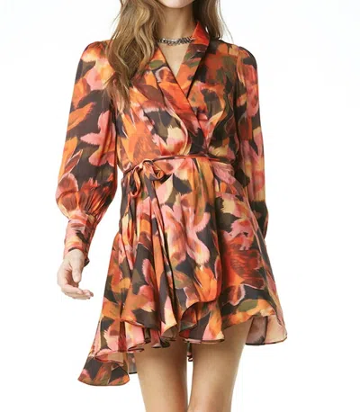 Tart Collections Glenna Poly Satin Dress In Bromeliad Ikat V2 In Multi