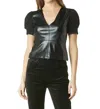 TART COLLECTIONS HARPER VEGAN LEATHER TOP IN BLACK