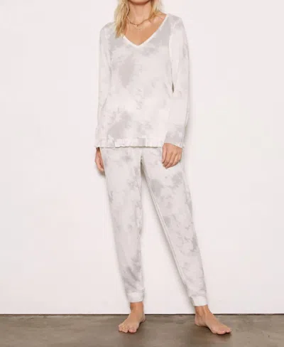 Tart Collections Jade Long Sleeve Jogger Set In Soft Tie Dye In White