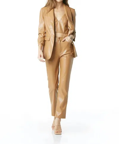 Tart Collections Kia Faux Leather Blazer In Soft Brown In Beige