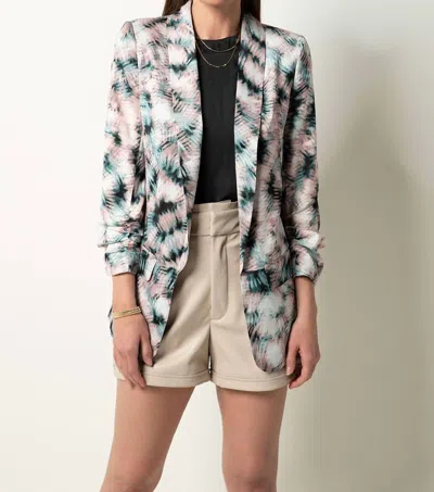 Tart Collections Kia Poly Silk Blazer In Radiating Brushstroke In Multi