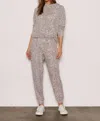 Tart Collections Mila Hoodie Jogger Set In Pale Pink Grey Leopard In Multi