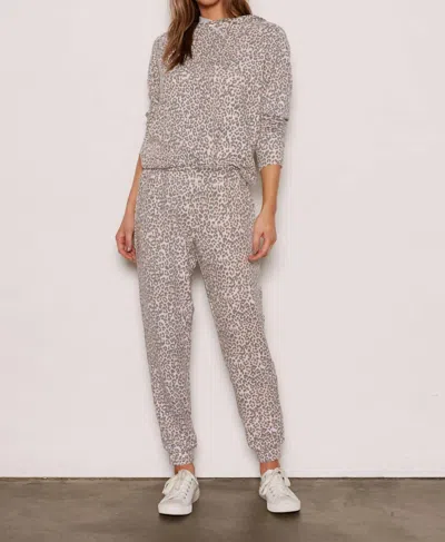 Tart Collections Mila Hoodie Jogger Set In Pale Pink Grey Leopard In Multi