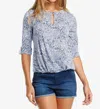 Tart Collections Moxie Elbow Sleeve Top In Cobalt Snake In Multi