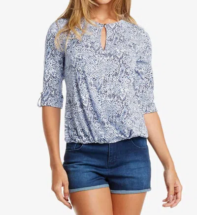 Tart Collections Moxie Elbow Sleeve Top In Cobalt Snake In Multi