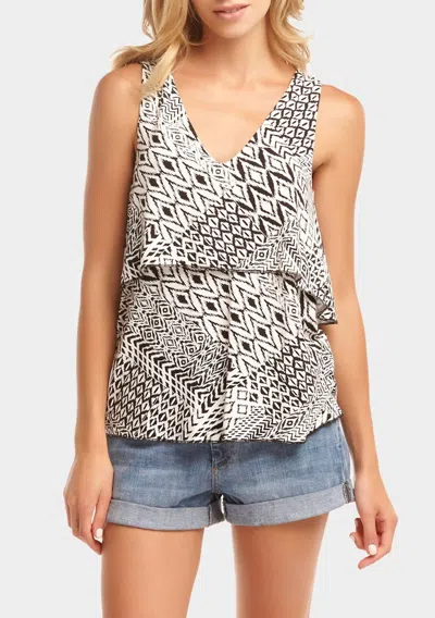 Tart Collections Olive Top In Ikat Patchwork In Multi