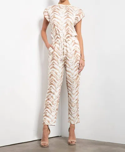 Tart Collections Senona Jumpsuit In Watercolor Zebra In Gray