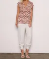 Tart Collections Shana Crinkle Top In Abstract Ikat In Beige