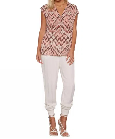 Tart Collections Shana Crinkle Top In Abstract Ikat In Brown
