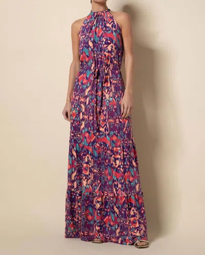 Tart Collections Sleeveless Maxi Dress In Large Ikat Melange In Purple