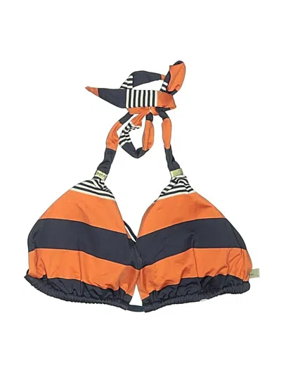 Pre-owned Tart Collections Swimsuit Top Orange Stripes Pattern Swimwear