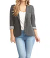 Tart Collections Tallie Blazer In Charcoal W/ Stripe In Multi