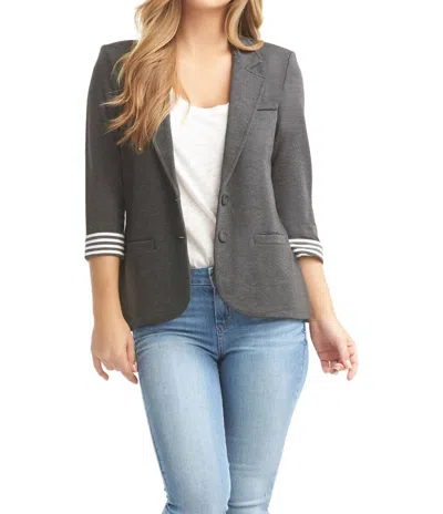 Tart Collections Tallie Blazer In Charcoal W/ Stripe In Multi