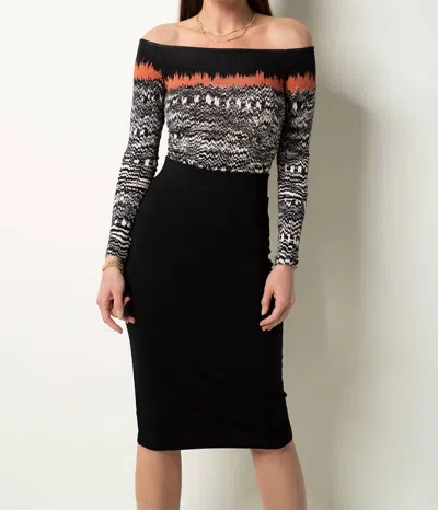 Tart Collections Wanda Off Shoulder Bodysuit In Ikat Border In Black