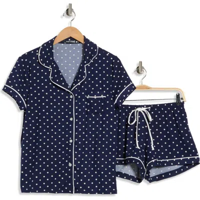 Tart Dixie Button-up Top & Shorts Pajamas In Blue