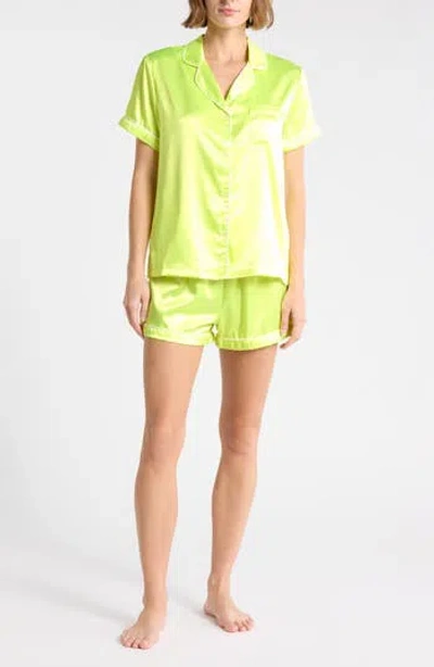 Tart Dixie Satin Shorts Pajamas In Green