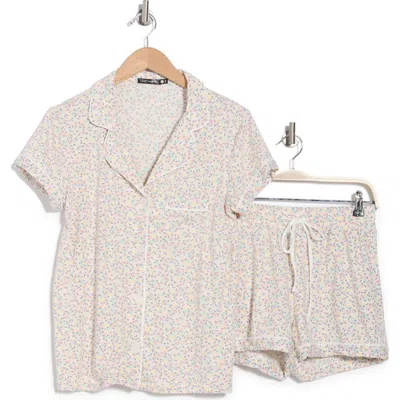 Tart Dixie Short Sleeve Button-up Shirt & Shorts Pajamas In Multi Micro Fruit