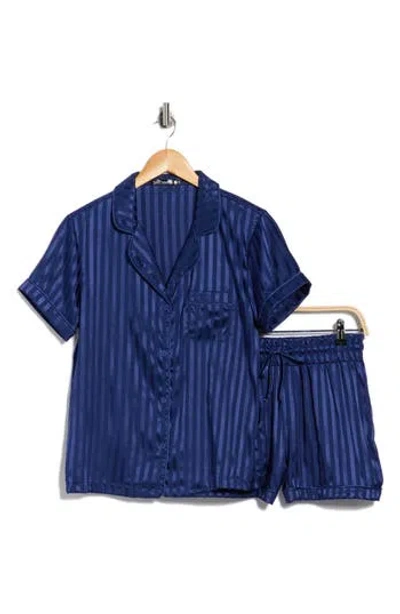 Tart Dixie Stripe Satin Shorts Pajamas In Blue