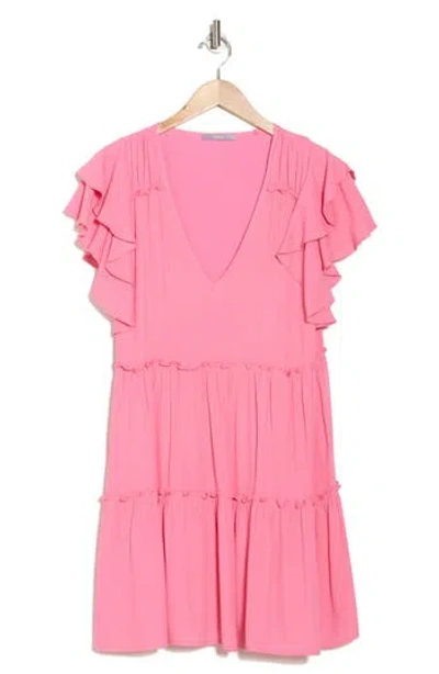 Tart Eli Flutter Sleeve Tiered Dress In Pink