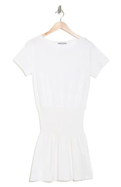 Tart Fran Short Sleeve Smocked Organic Cotton Dress In White