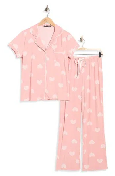 Tart Ginnie Heart Print Pants Pajamas In Pink