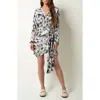 Tart Isono Long Sleeve Faux Wrap Dress In Multi