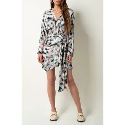 Tart Isono Long Sleeve Faux Wrap Dress In Multi