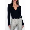 Tart Jenna Long Sleeve Henley Bodysuit In Black