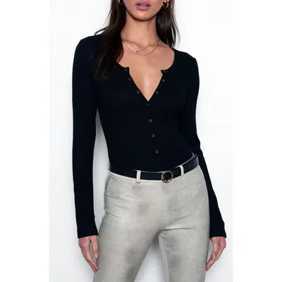 Tart Jenna Long Sleeve Henley Bodysuit In Black
