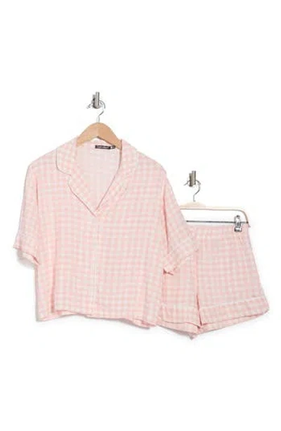 Tart Kine Challis Short Sleeve Button-up Shirt & Shorts Pajamas In Micro Gingham