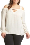 Tart Lemon  Cayley Cold Shoulder Top In Gardenia