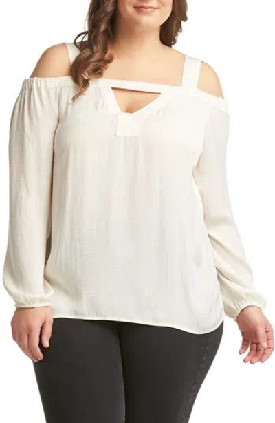 Tart Lemon  Cayley Cold Shoulder Top In Gardinia