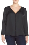 Tart 'lorena' Back Drape Mixed Media Top In Black