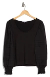 Tart Marilee Mixed Media Long Sleeve Top In Black