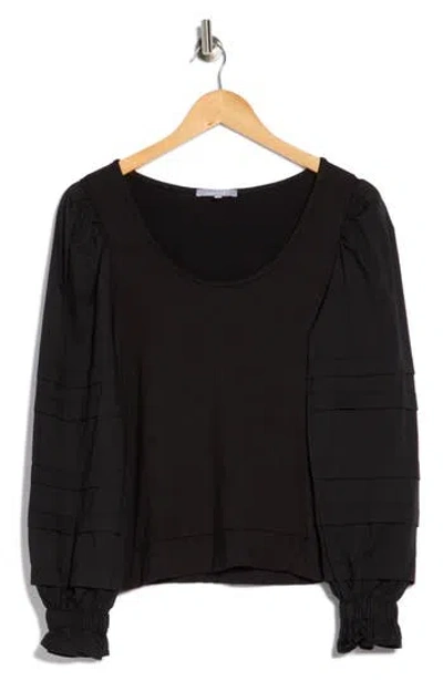 Tart Marilee Mixed Media Long Sleeve Top In Black
