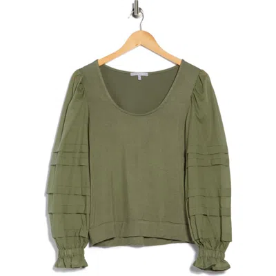 Tart Marilee Mixed Media Long Sleeve Top In Green